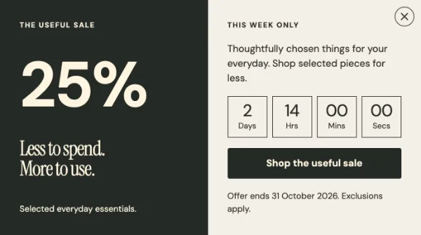 The useful sale — Offer. Sample design content.