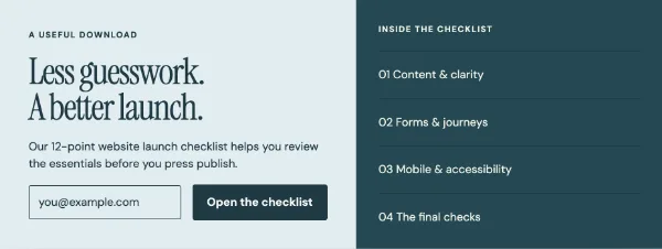 The useful checklist — Details. Sample design content.