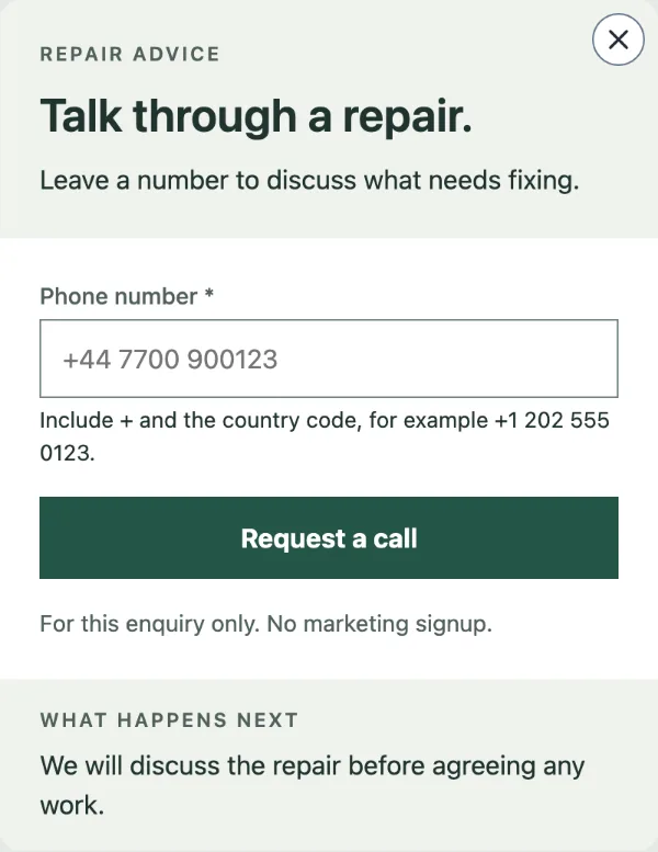 Callback slip — Your request. Sample design content.