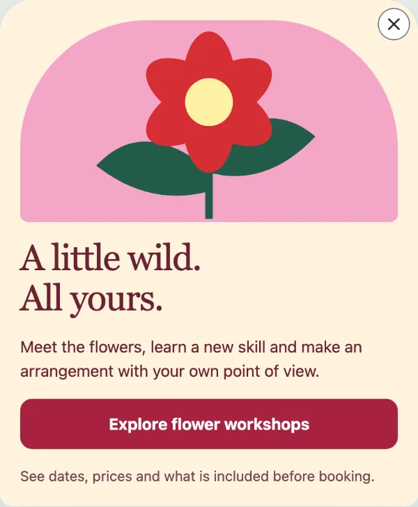 Bloom postcard — Make something beautiful. Sample design content.