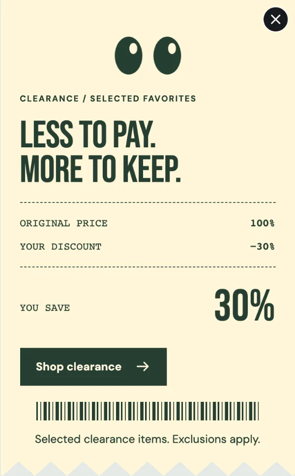 Savings Receipt — Offer. Sample design content.
