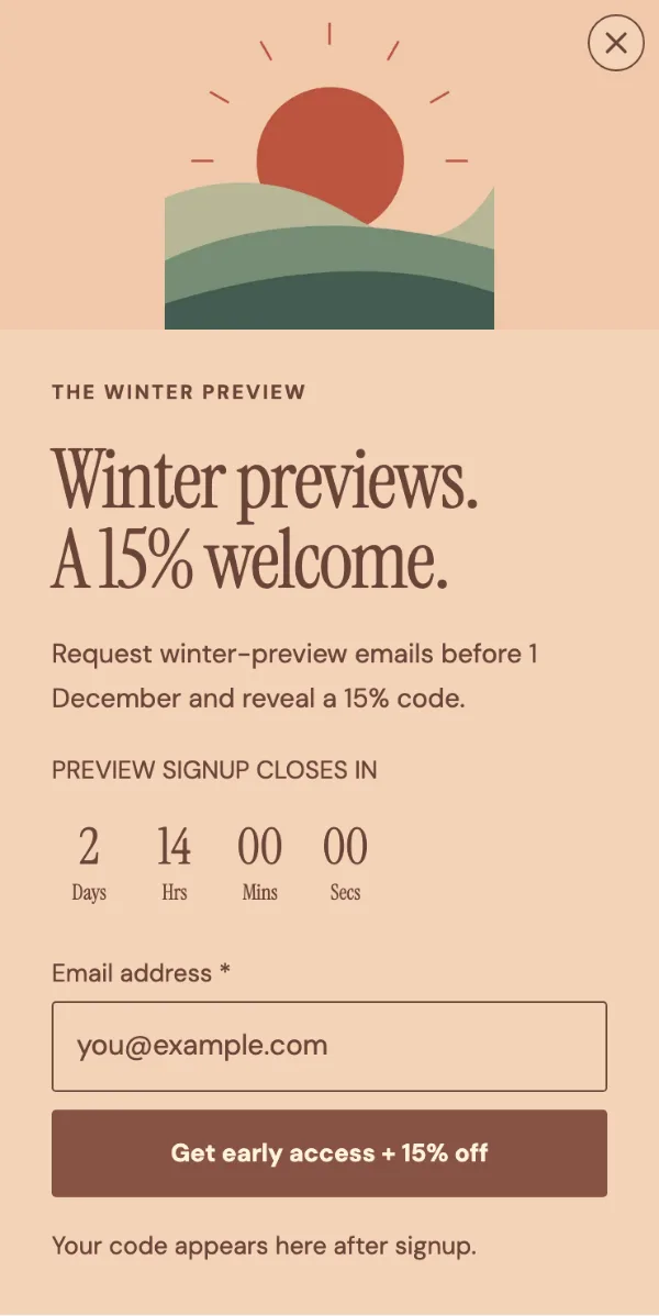 First light access — Signup. Sample design content.