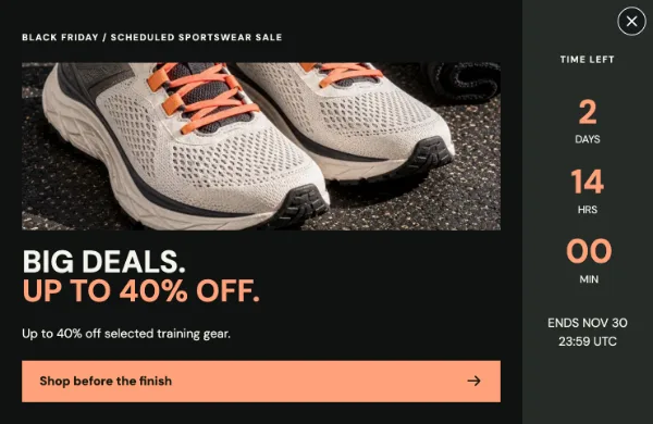 Finish-Line Countdown — Offer. Sample design content.