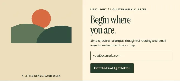 First light journal — Details. Sample design content.