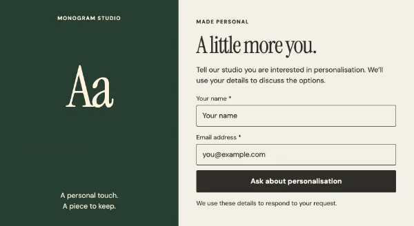 Make it yours — Details. Sample design content.