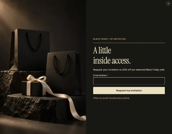 Behind the velvet rope — Signup. Sample design content.