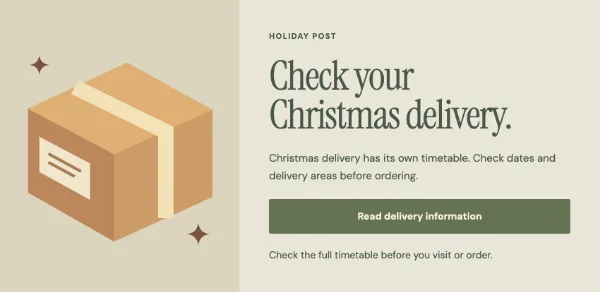 Holiday post — Offer. Sample design content.