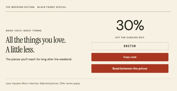 The weekend edition — Offer. Sample design content.