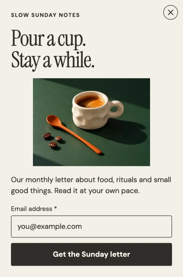 Slow Sunday notes — Details. Sample design content.
