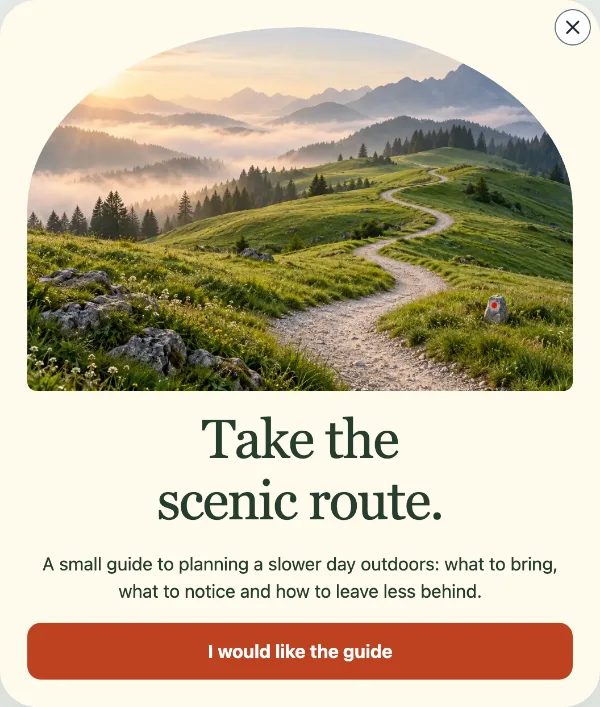 Trail window — A little more outside. Sample design content.