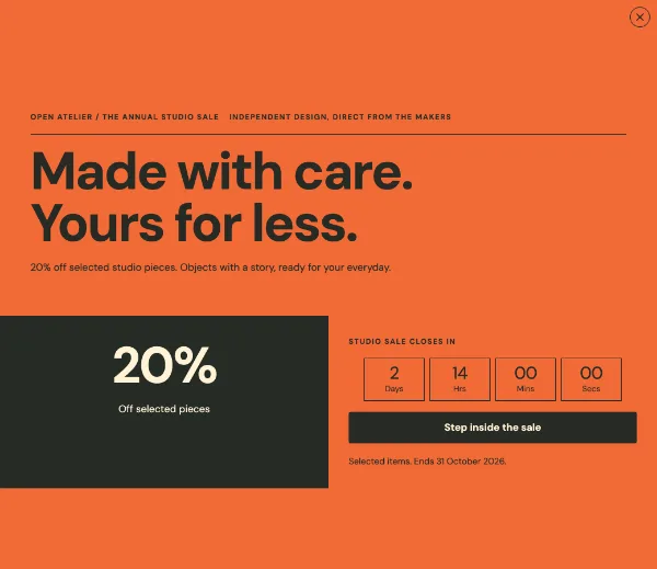 Open atelier — Offer. Sample design content.