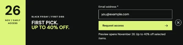 First-Dibs Signup — Offer. Sample design content.