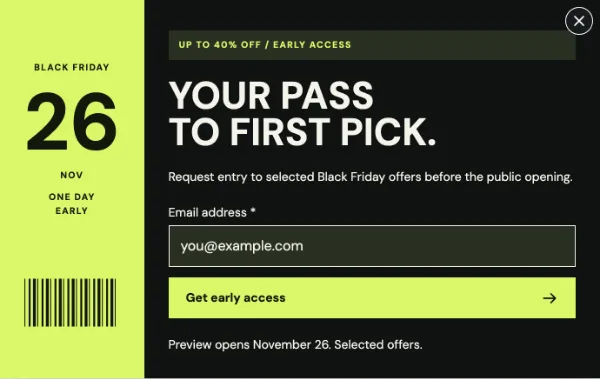 First-Access Pass — Offer. Sample design content.