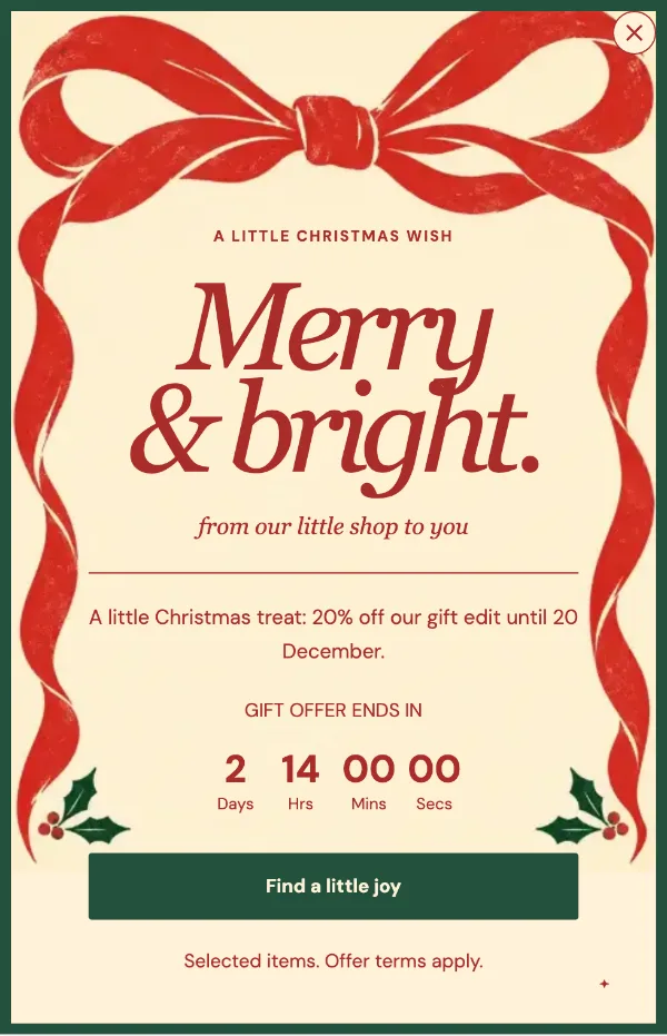 Tied with a little joy — Offer. Sample design content.