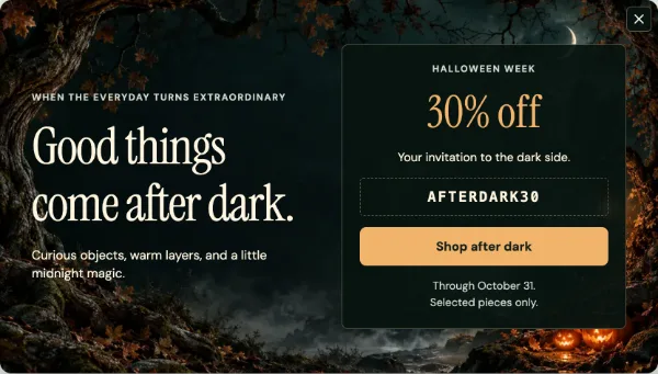 Halloween after dark — Offer. Sample design content.
