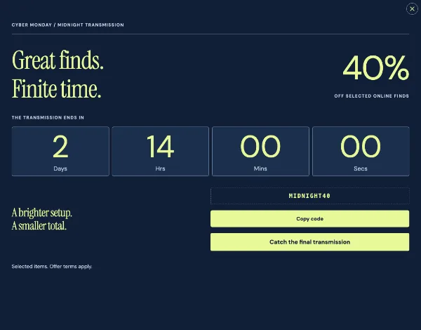 Midnight transmission — Offer. Sample design content.