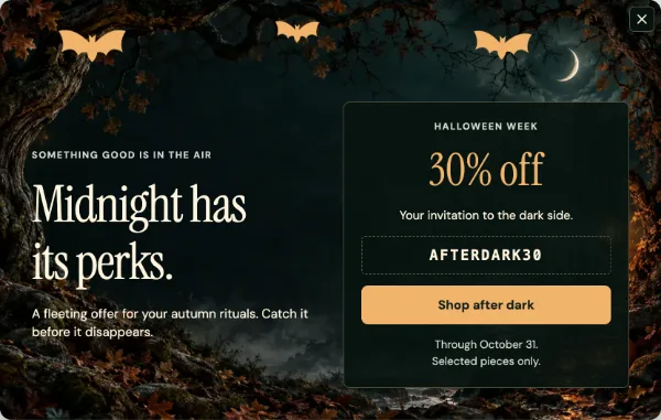 Halloween midnight flight — Offer. Sample design content.