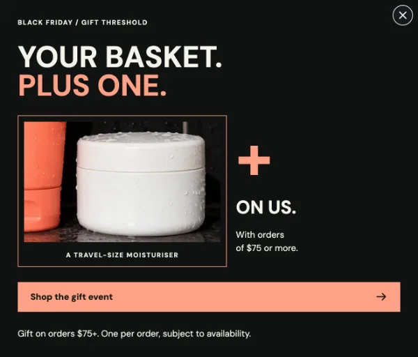 Black Friday Plus One — Offer. Sample design content.