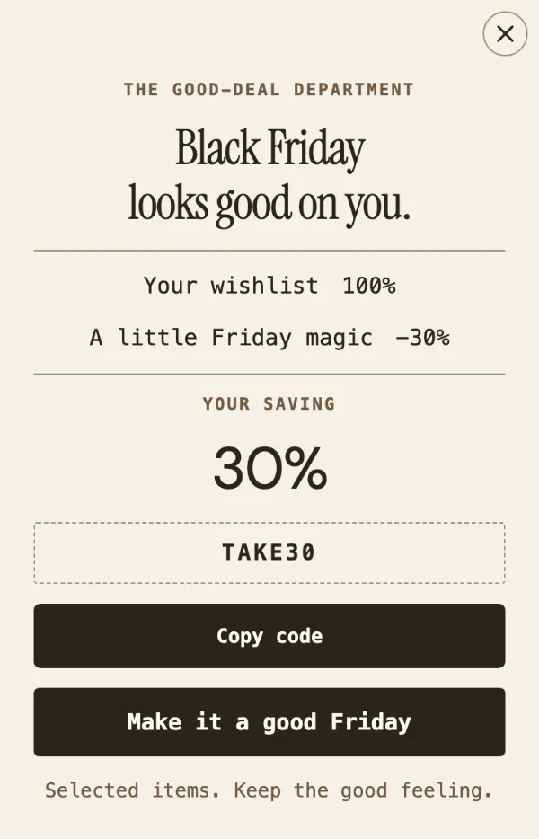 Your good-deal receipt — Offer. Sample design content.