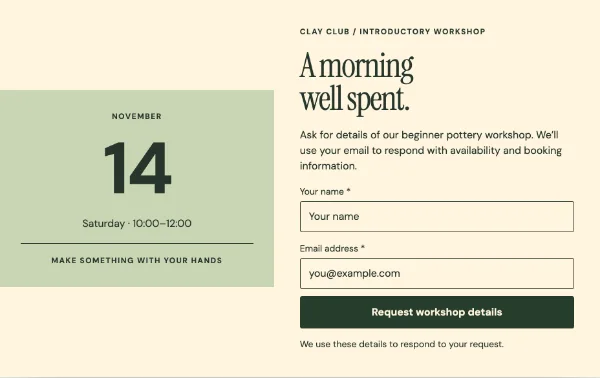 A date with making — Details. Sample design content.