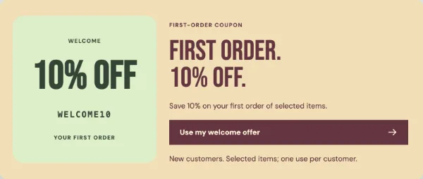 Welcome Label — Offer. Sample design content.