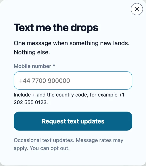 Stacked signup — Details. Sample design content.
