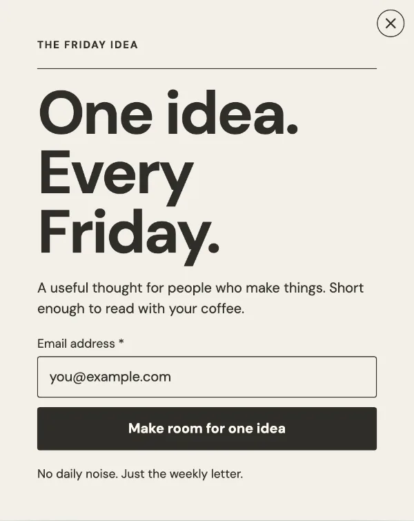 One good idea — Details. Sample design content.