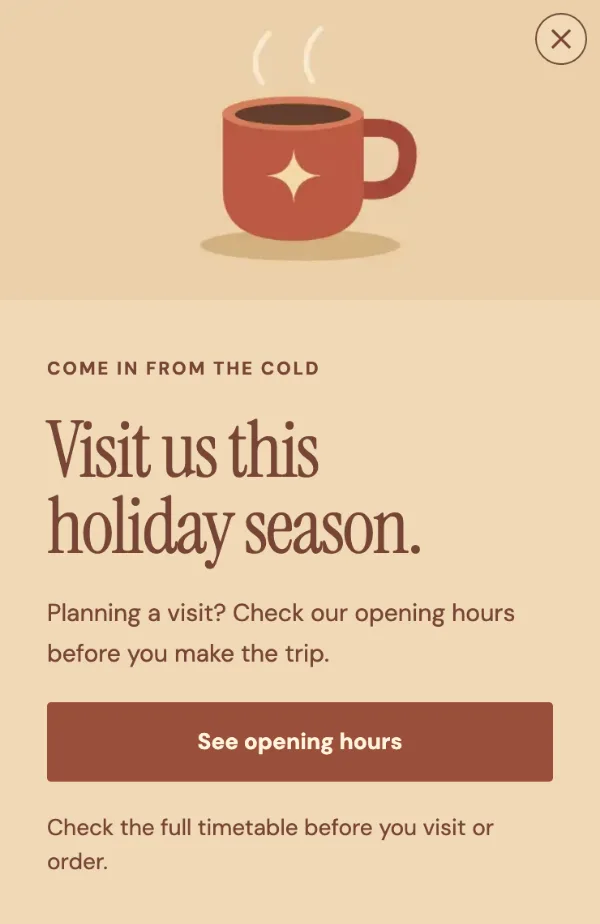 See you by the fire — Offer. Sample design content.