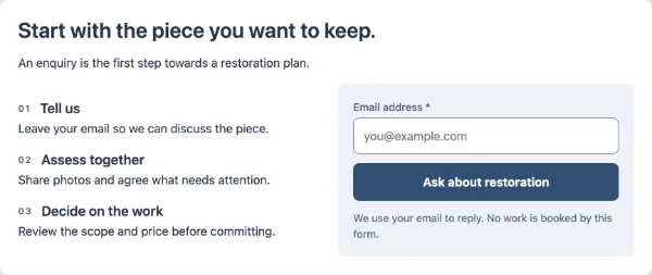 Service process strip — Your request. Sample design content.