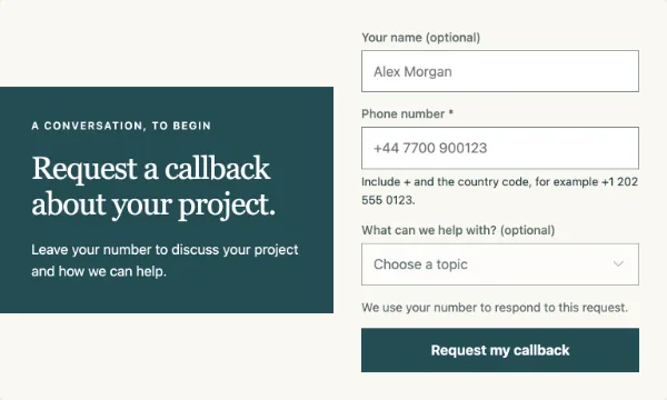 Callback notes — Details. Sample design content.