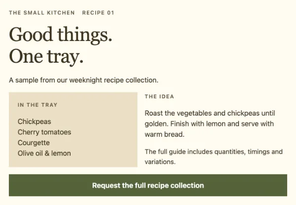 Recipe clipping — Read a sample. Sample design content.