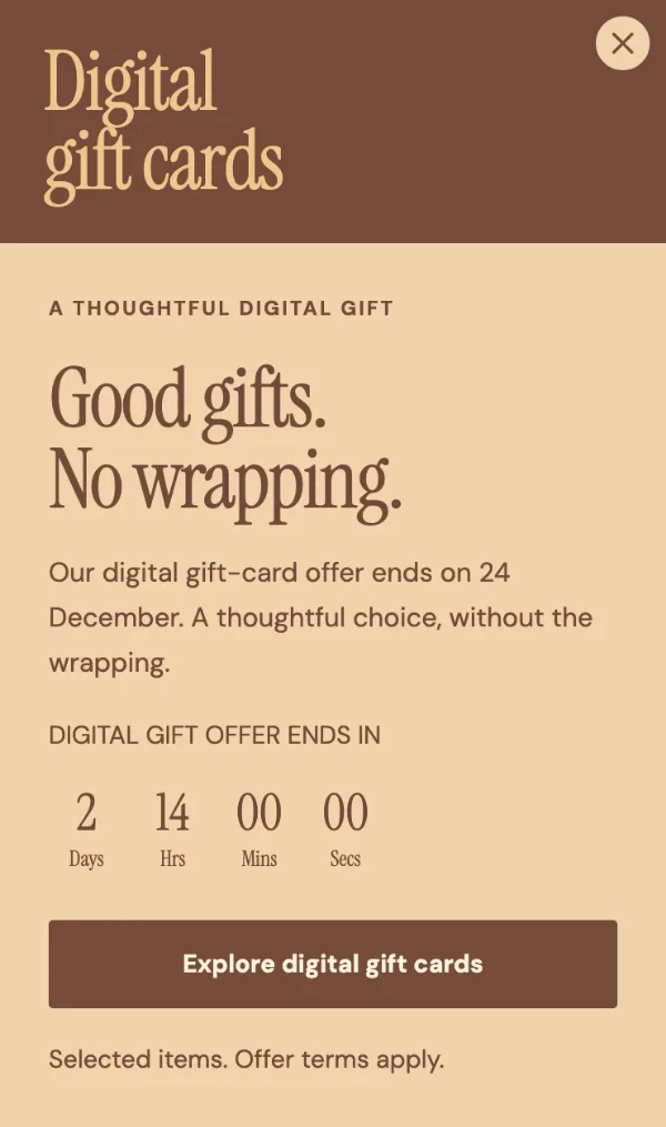 The digital gift — Offer. Sample design content.