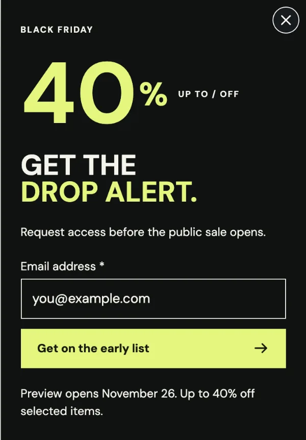 Drop Alert — Offer. Sample design content.
