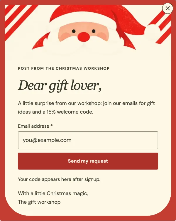 A letter from Santa — Signup. Sample design content.