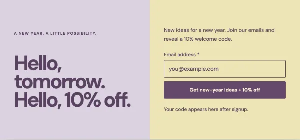 Hello, tomorrow — Signup. Sample design content.