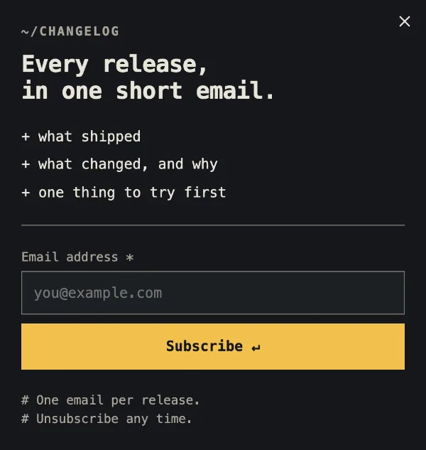 Changelog — Details. Sample design content.