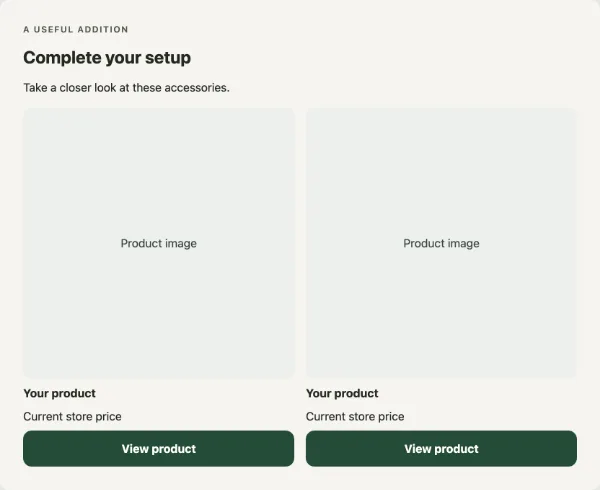 Selected accessories — Suggestions. Sample design content.
