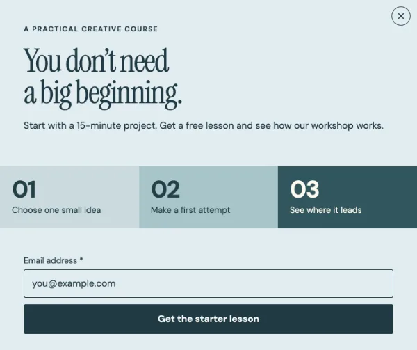 The small-start studio — Details. Sample design content.