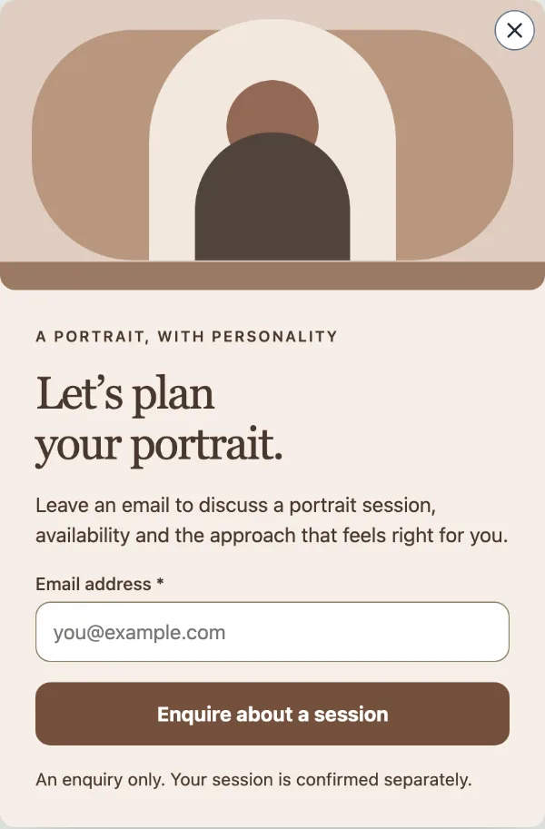 Portrait frame — Your details. Sample design content.