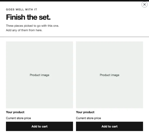 Product trio — Suggestions. Sample design content.